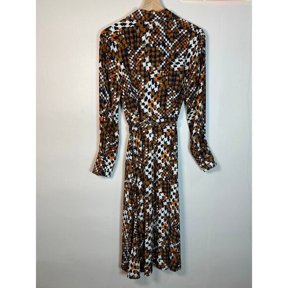 Equipment Relle Silk Shirtdress 2 Luxury Houndstooth Academia Modest Business - Picture 12 of 16